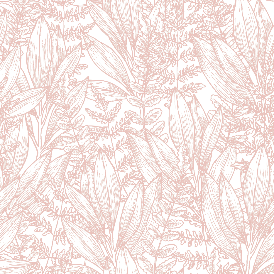 Botanical Dusty Pink Foliage Leaves Tropical Wallpaper Mural