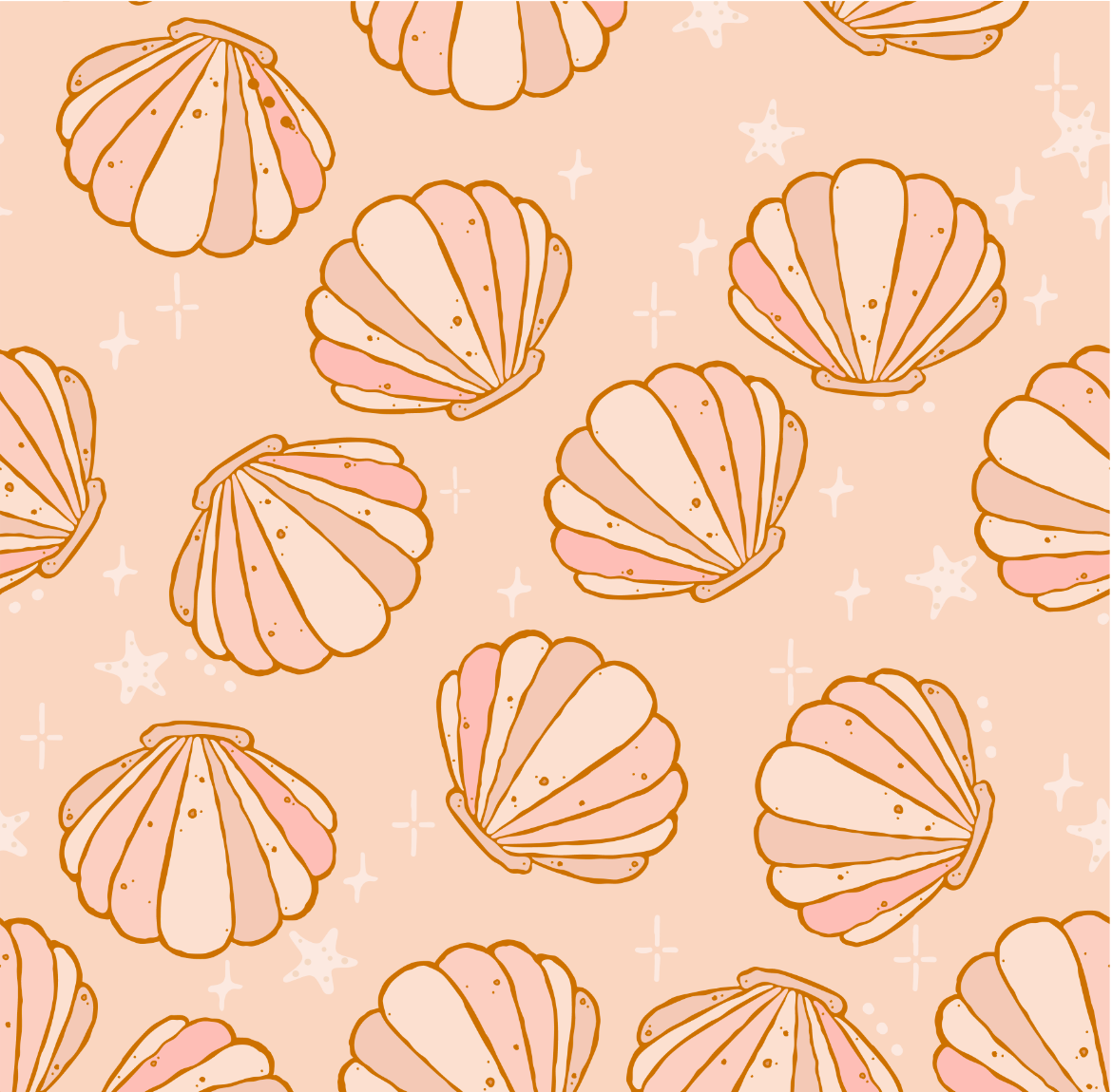 Sea Shell Peach Boho Wallpaper