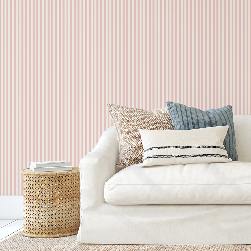 Mini Stripes Pink Hamptons Wallpaper
