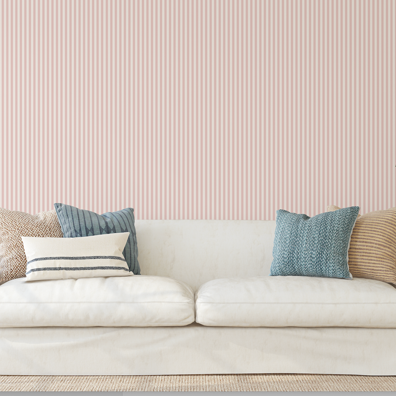 Mini Stripes Pink Hamptons Wallpaper