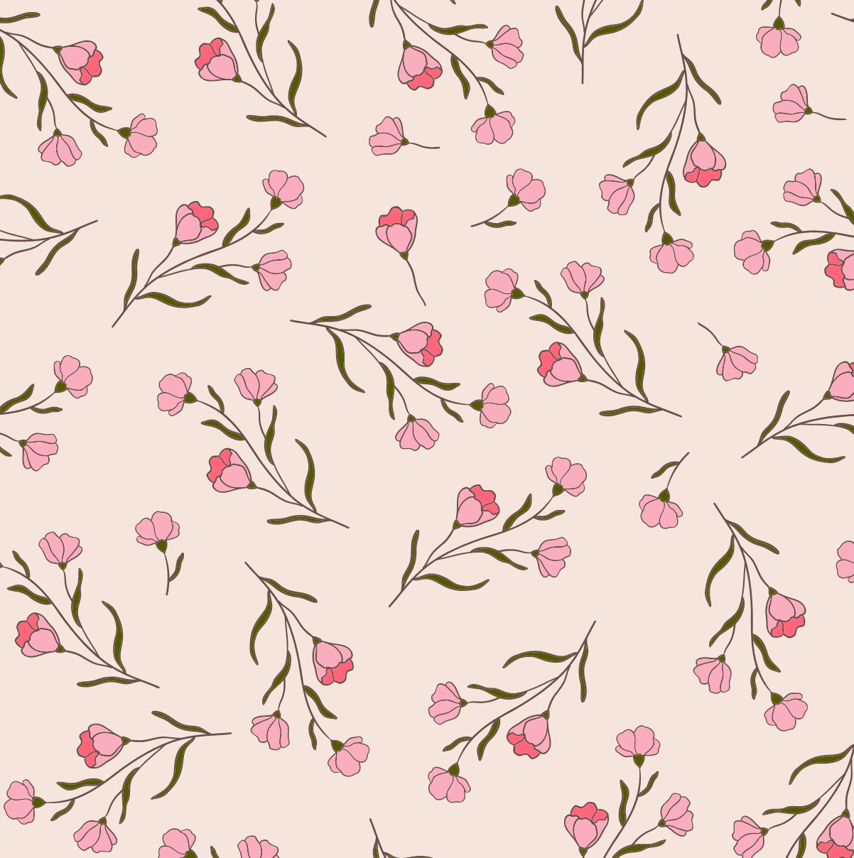 Silvi Pink Blossom Leaf Vintage Floral Wallpaper