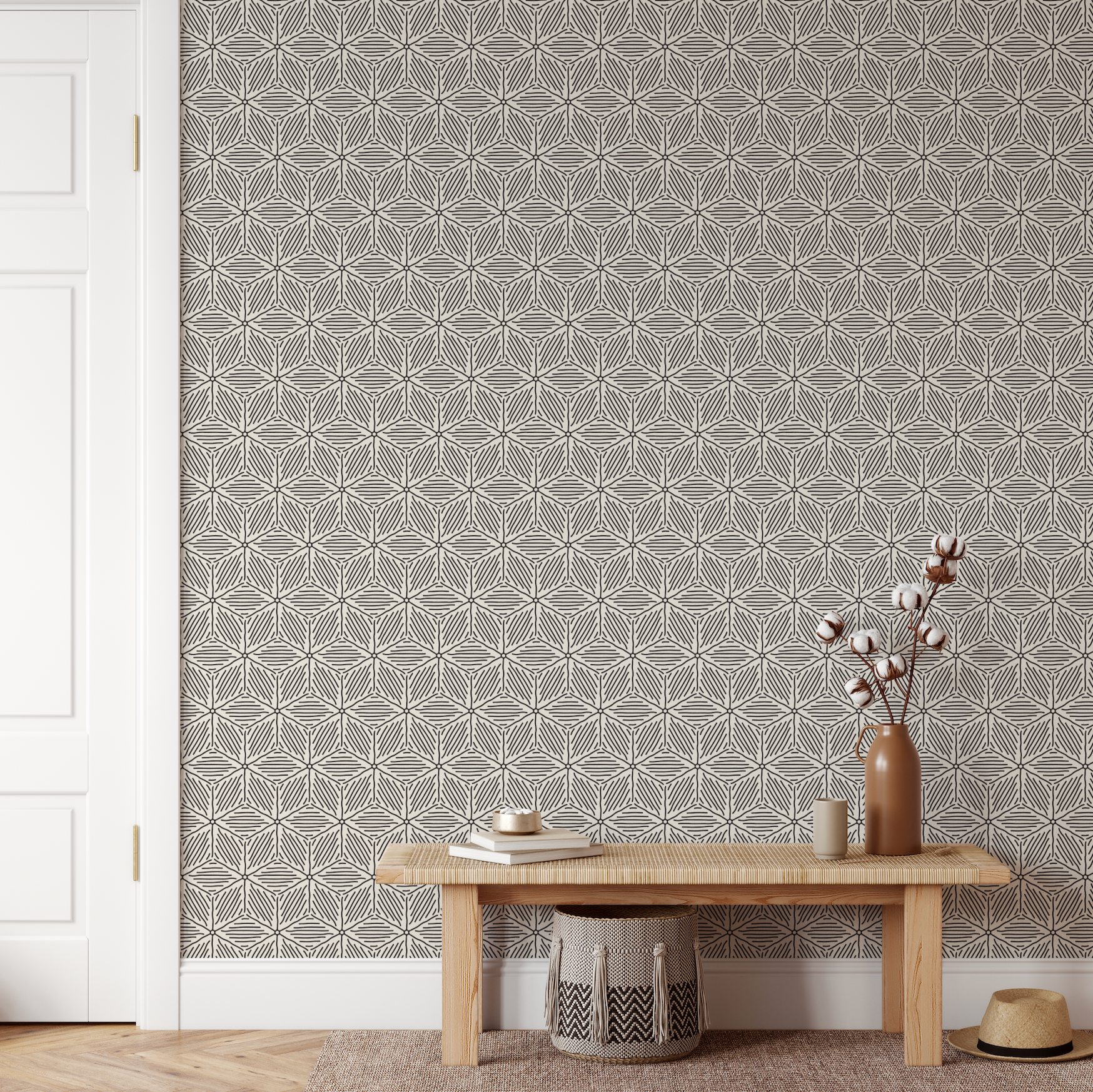 Koa Black Geometric Wallpaper