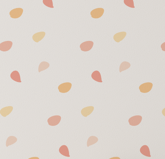 Close-up of Happy Dots Sunset Sprinkles decals in peach, yellow and pink