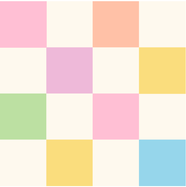 Close-up of Colourful Checkers Danish Pastels wallpaper in pink, yellow, green and blue