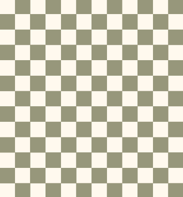 Close-up of the Small Checkers Green arch decal in sage and cream