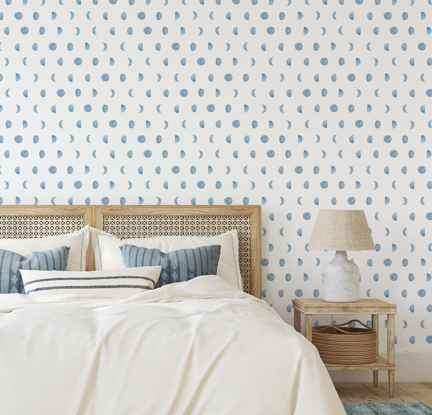 Scandi Moon Blue Wallpaper