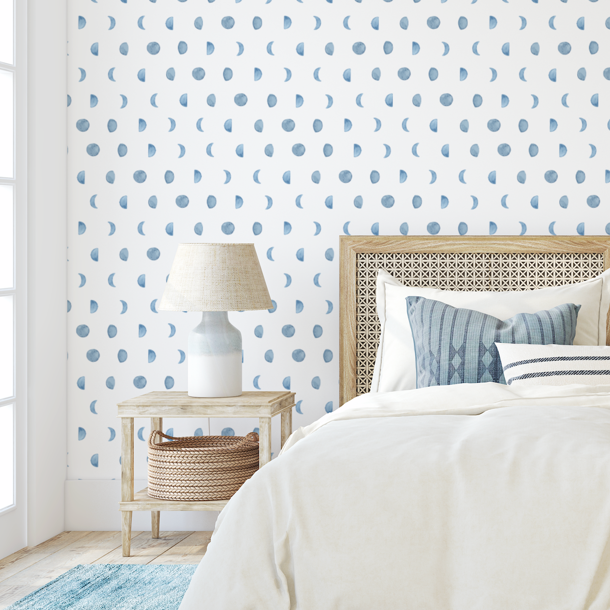 Scandi Moon Blue Wallpaper