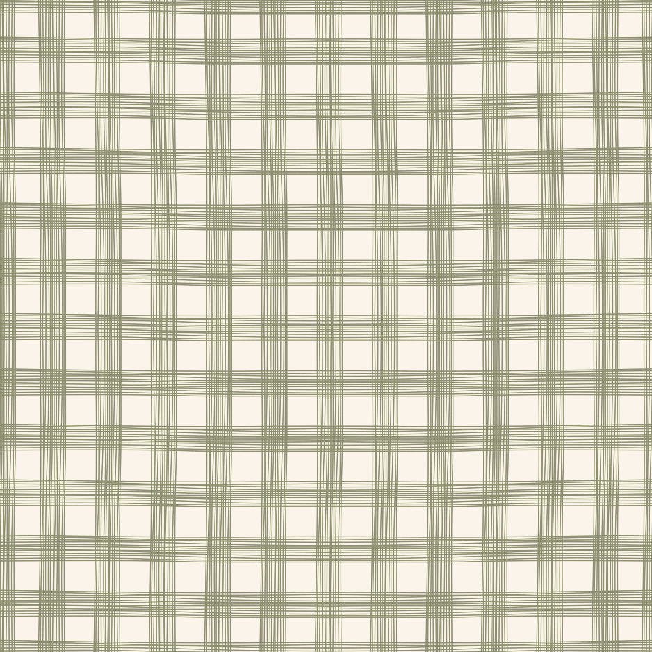 Campbell Hand Drawn Check Olive Wallpaper