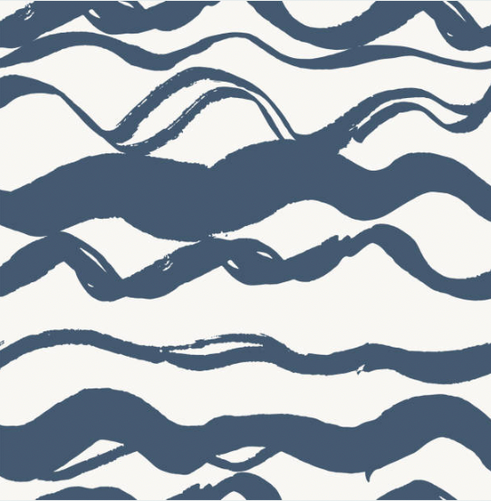James Navy Wavy Lines Wallpaper