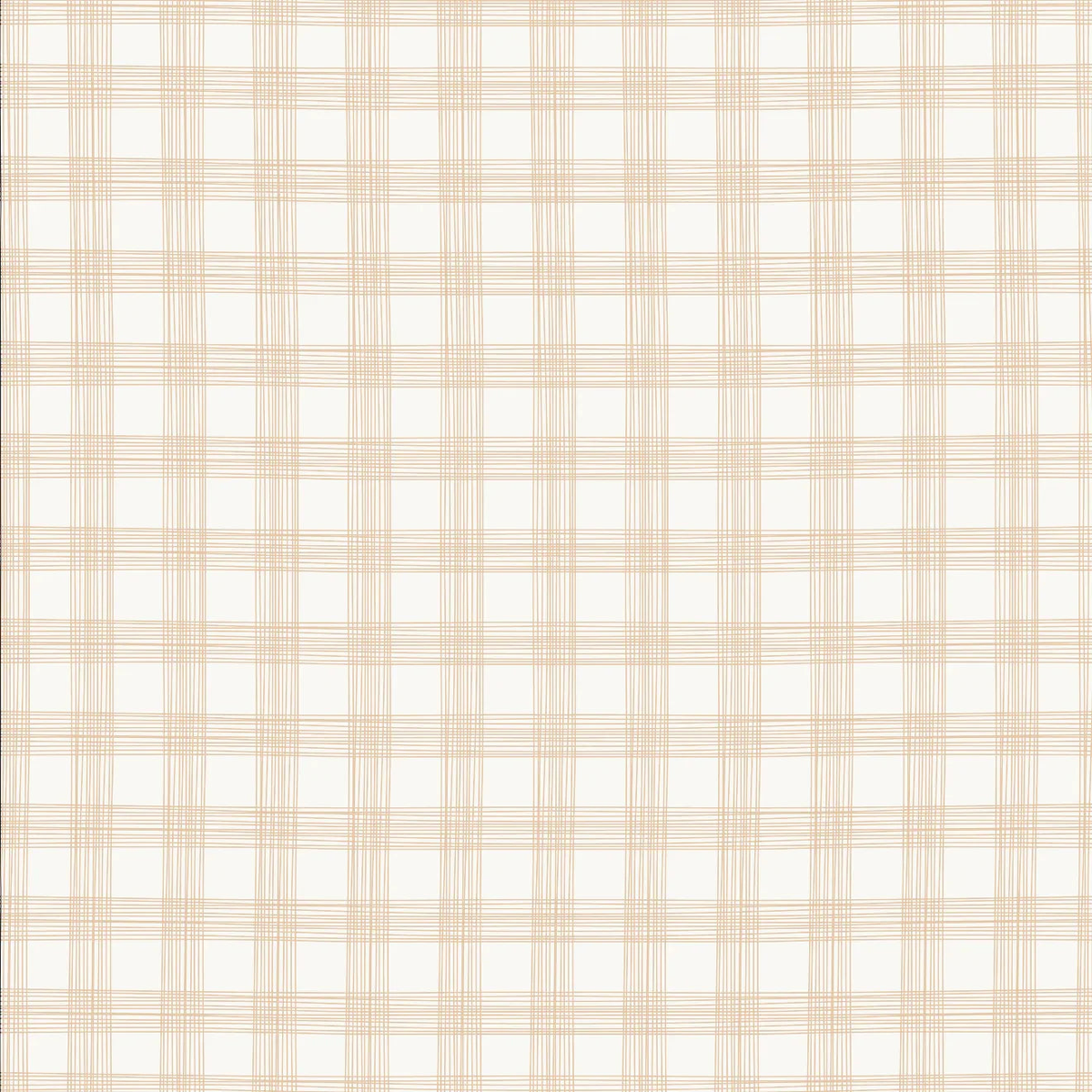 Close-up of Campbell Beige wallpaper showing a wavering hand-drawn check on cream