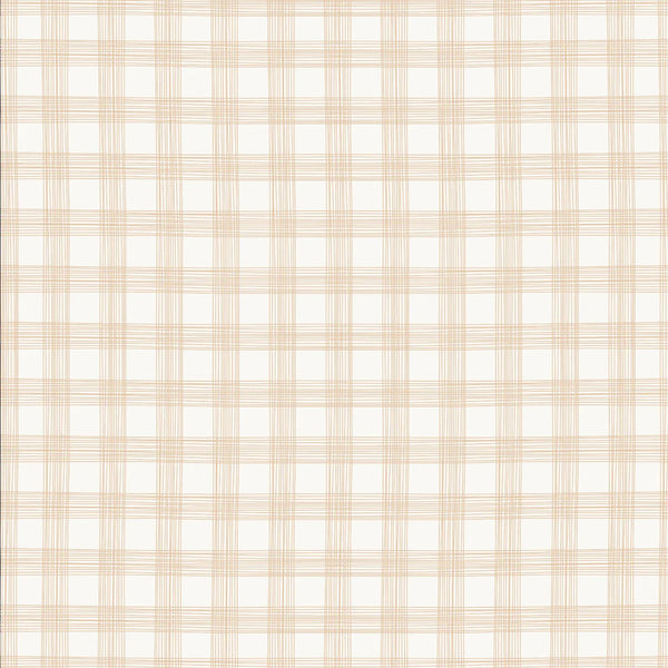 Campbell Hand Drawn Check Beige Wallpaper