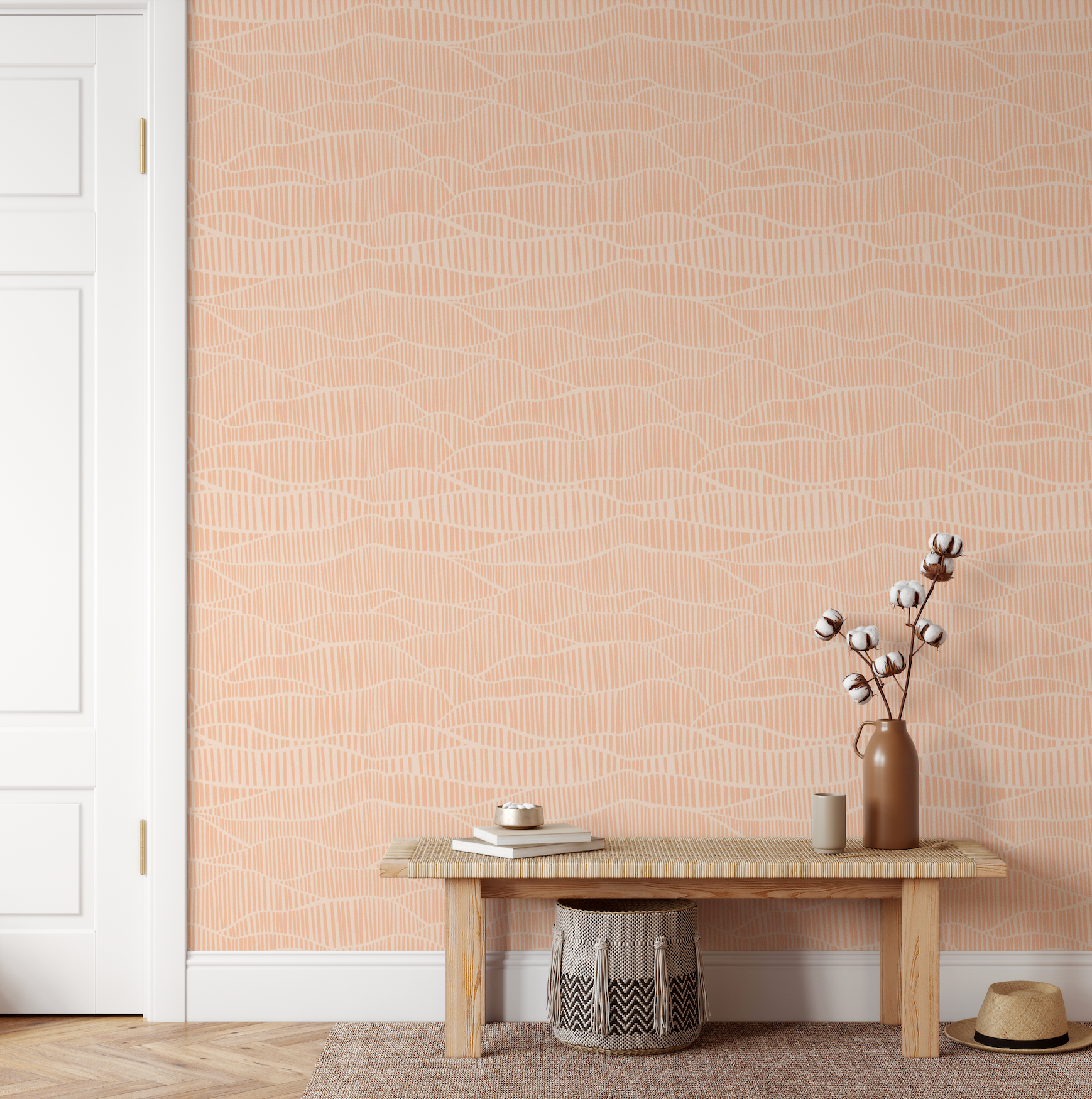 Dune Ripples Lines Peachy Orange Wallpaper