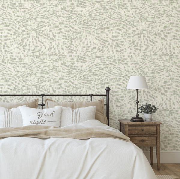 Zane Minimalist Sage Green Lines Wallpaper