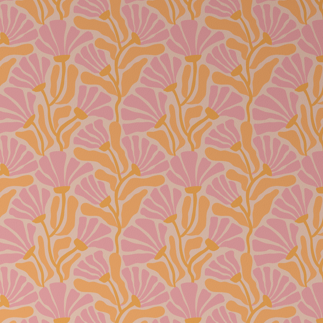 Ginko Leaves Groovy Retro Pattern Wallpaper