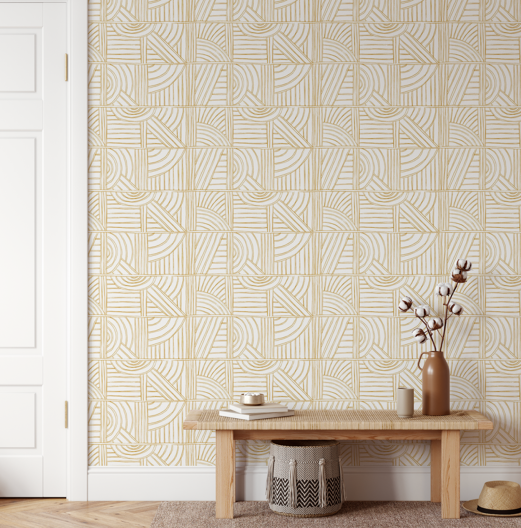 Lorraine Art Deco Golden Lines Minimalist Lines Wallpaper