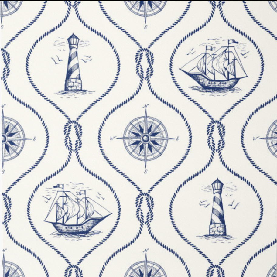 Adrian Sailor Vintage Blue Nautical Wallpaper