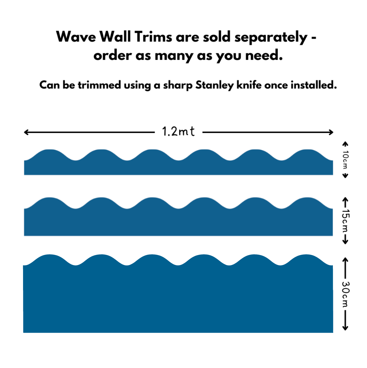 Wave Wall Trims (10cm/15cm/30cm High) - All Colours