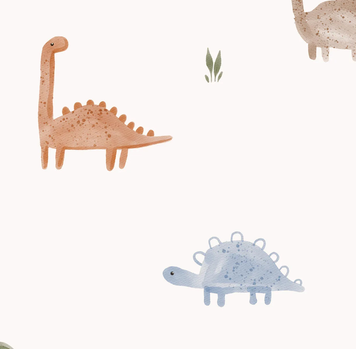 Close-up of the Archer arch decal showing watercolour dinosaurs on cream