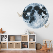 Watercolour Moon Wall Decal (bonus 2x Owls)