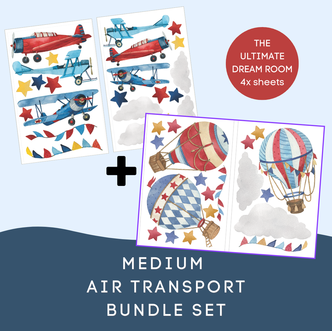 Airplane + Hot Air Balloon Decal BUNDLE PACKS