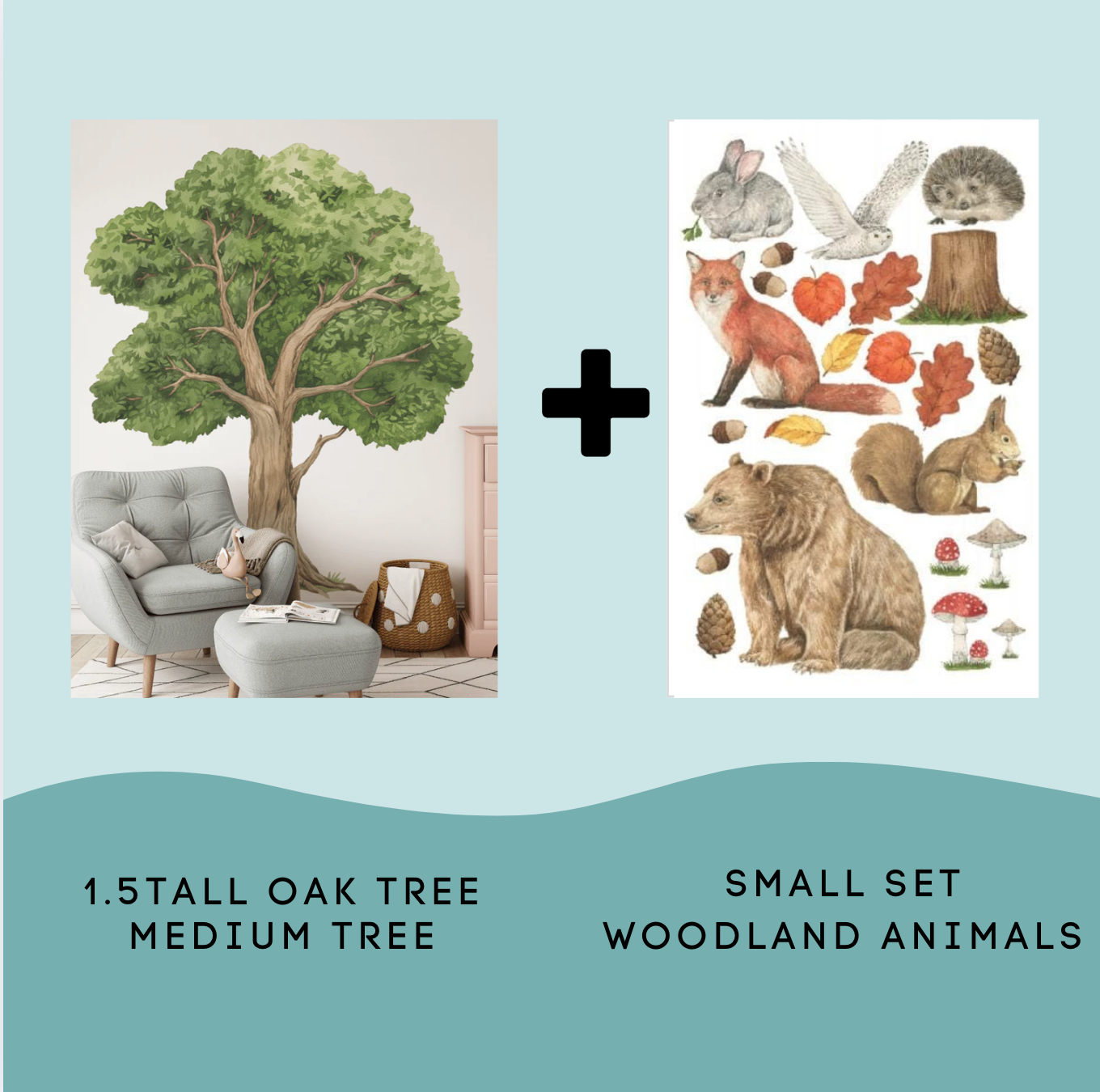 Oak Tree + Woodland Animal Wall Decal BUNDLE PACKS