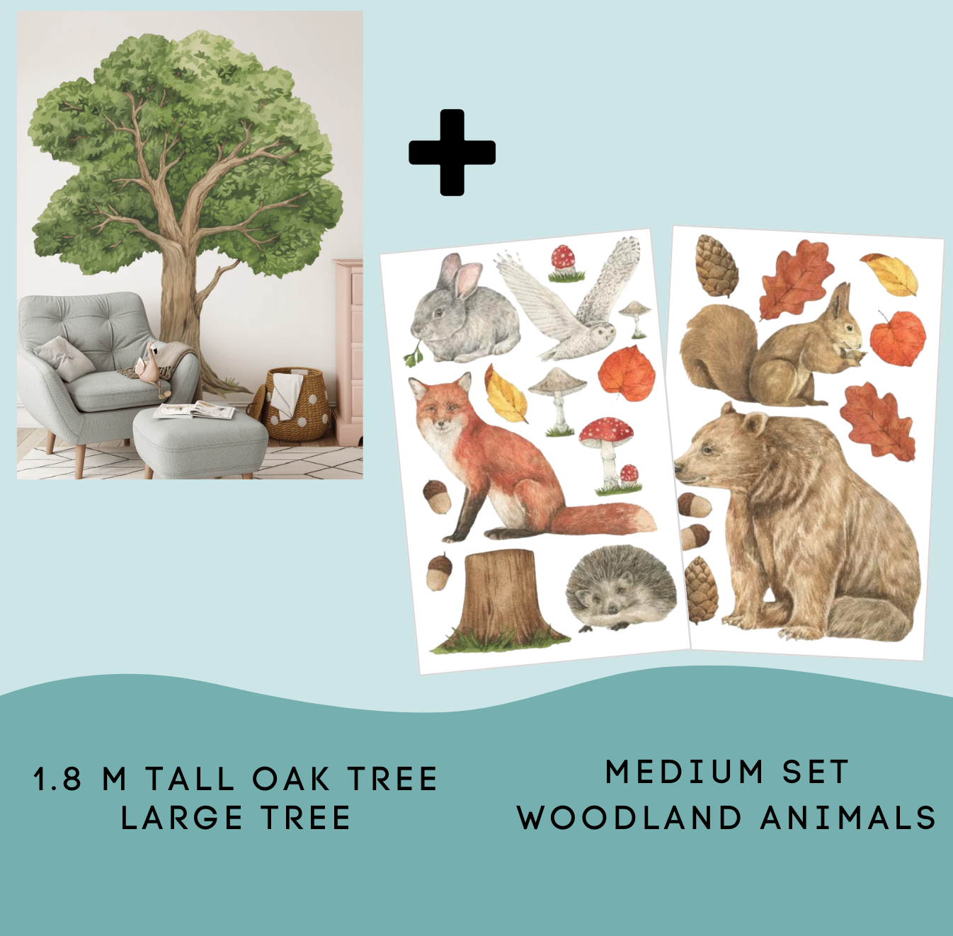 Oak Tree + Woodland Animal Wall Decal BUNDLE PACKS