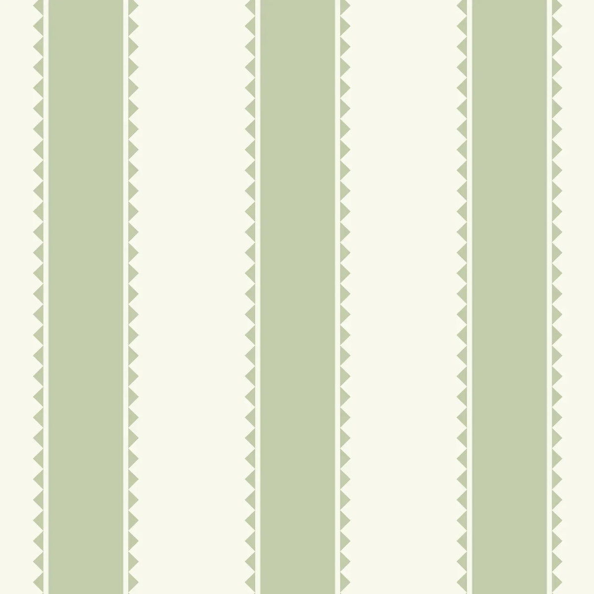 Close-up of Elliot Sage Green Stripes wallpaper showing broad sage stripes on cream