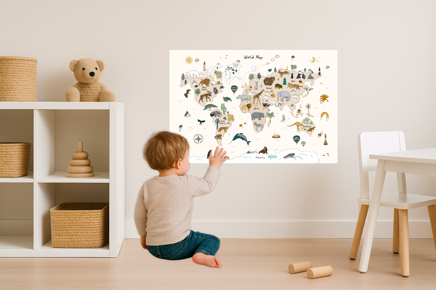 Animal Atlas World Map Wall Decal