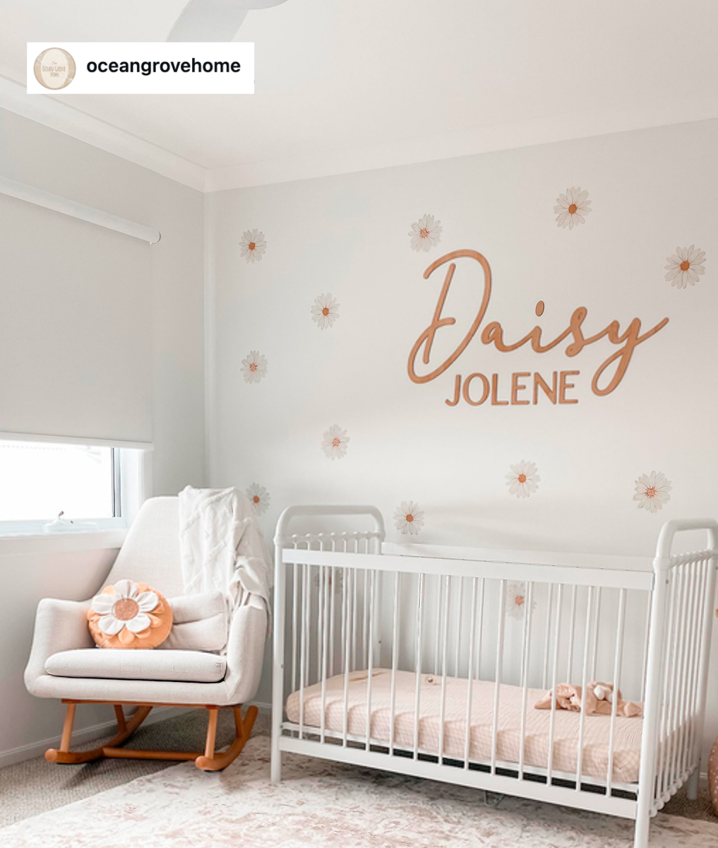 Customer photo of mini daisy decals with a personalised name decal