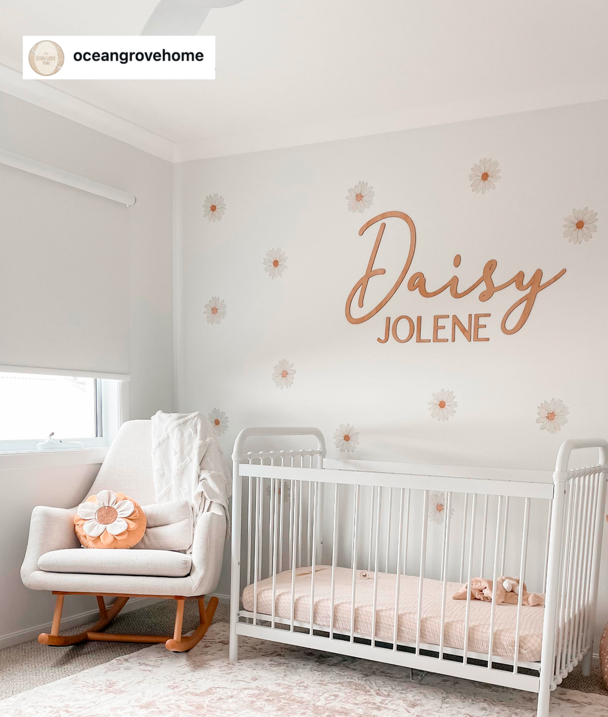 Customer photo of mini daisy decals with a personalised name decal