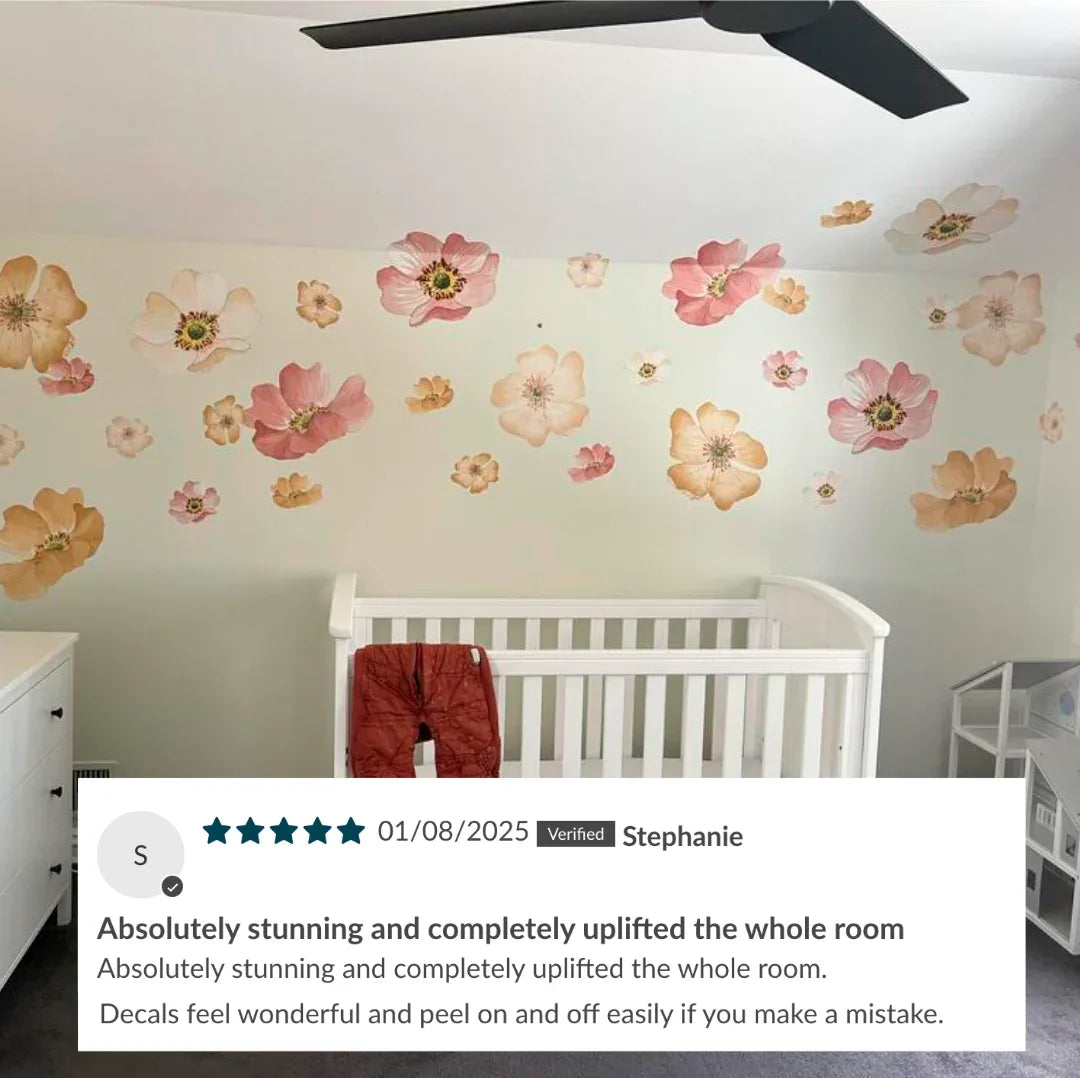 Customer photo of marigold floral decals in a nursery
