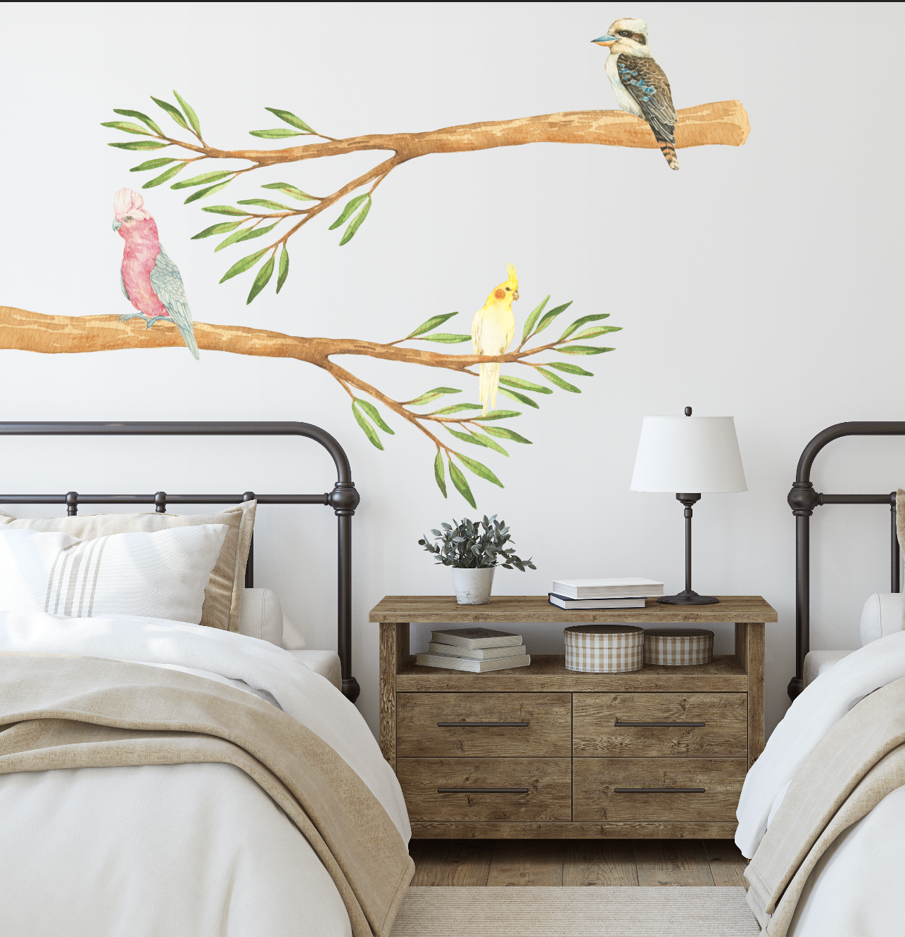 Australian Gum Tree Branch & Bird Wall Decals