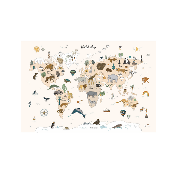Animal World Map Decal