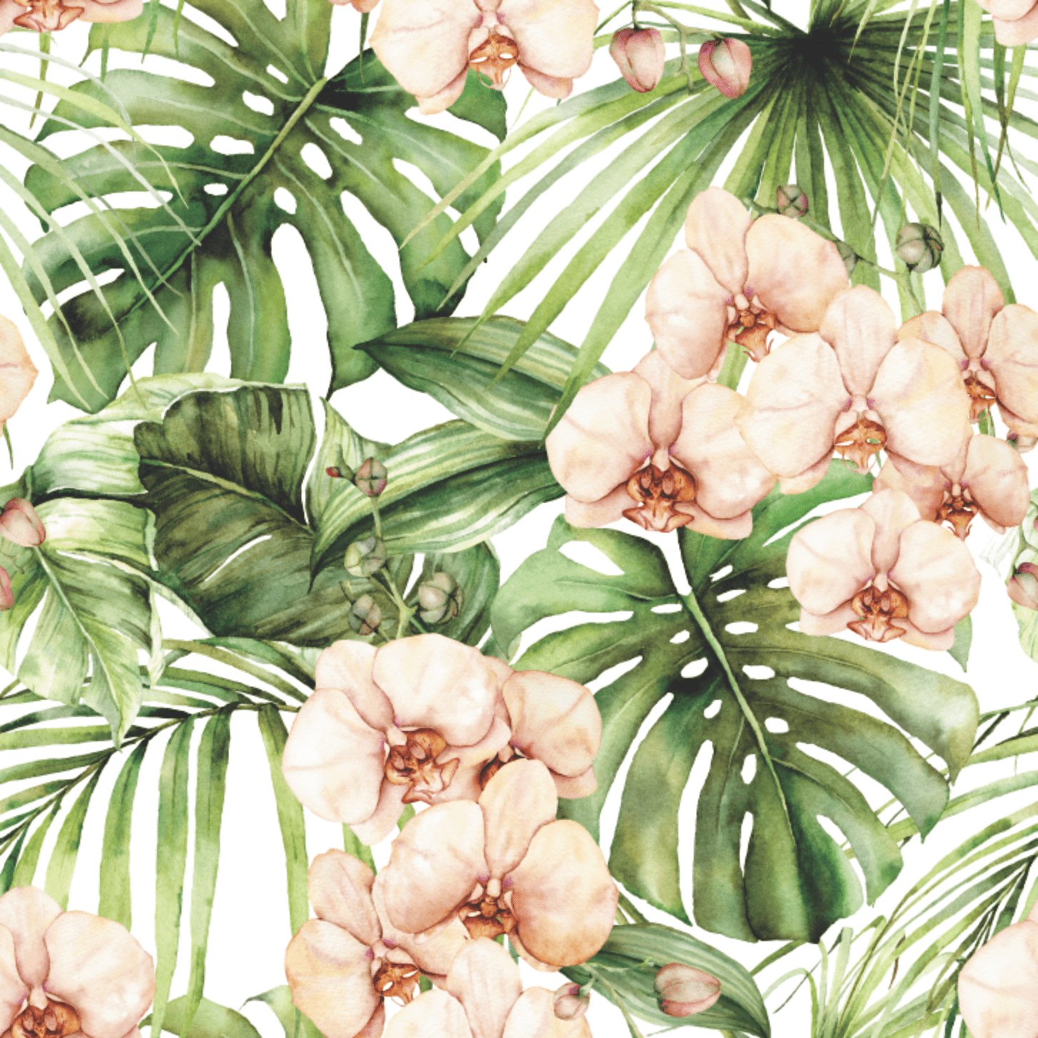 Layla Tropical Palm & Floral Burst Wallpaper