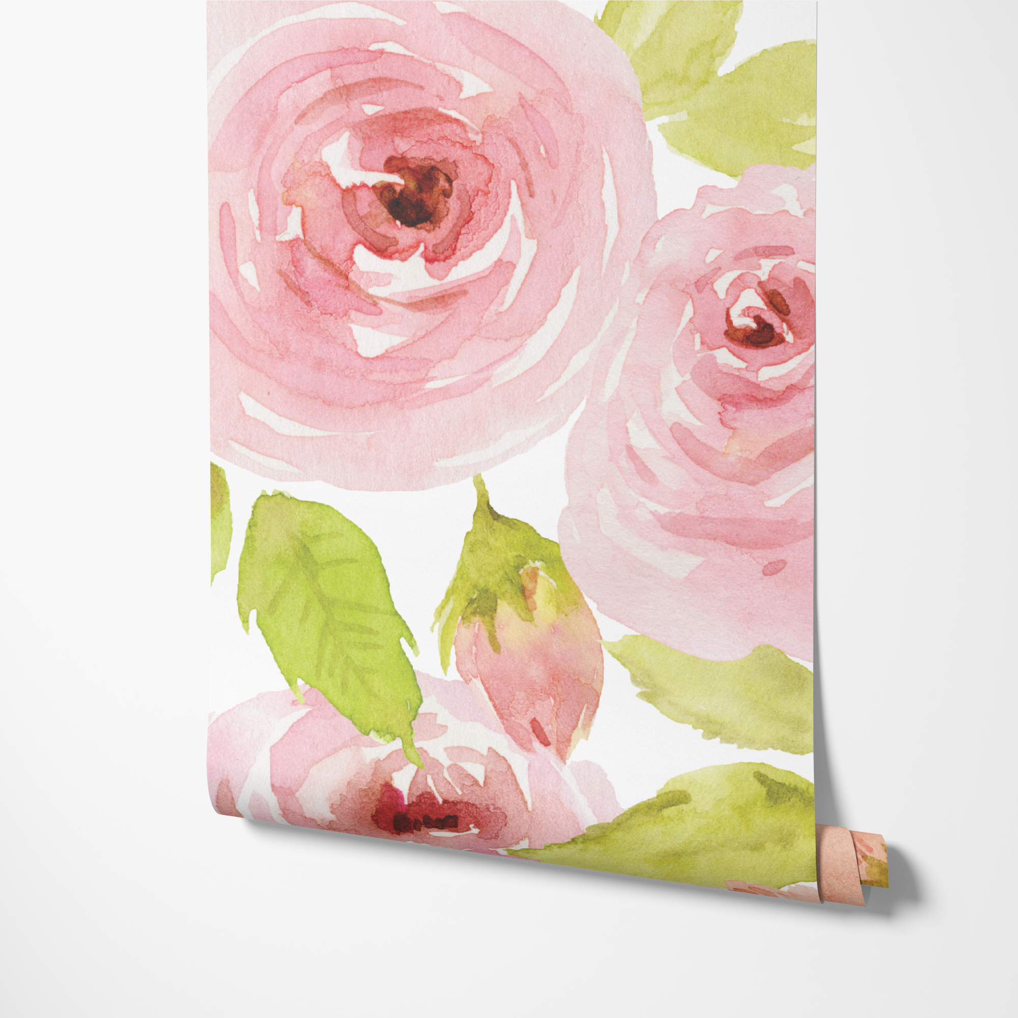 Ada Romantic Soft Pink Roses with Lush Green Foliage Wallpaper