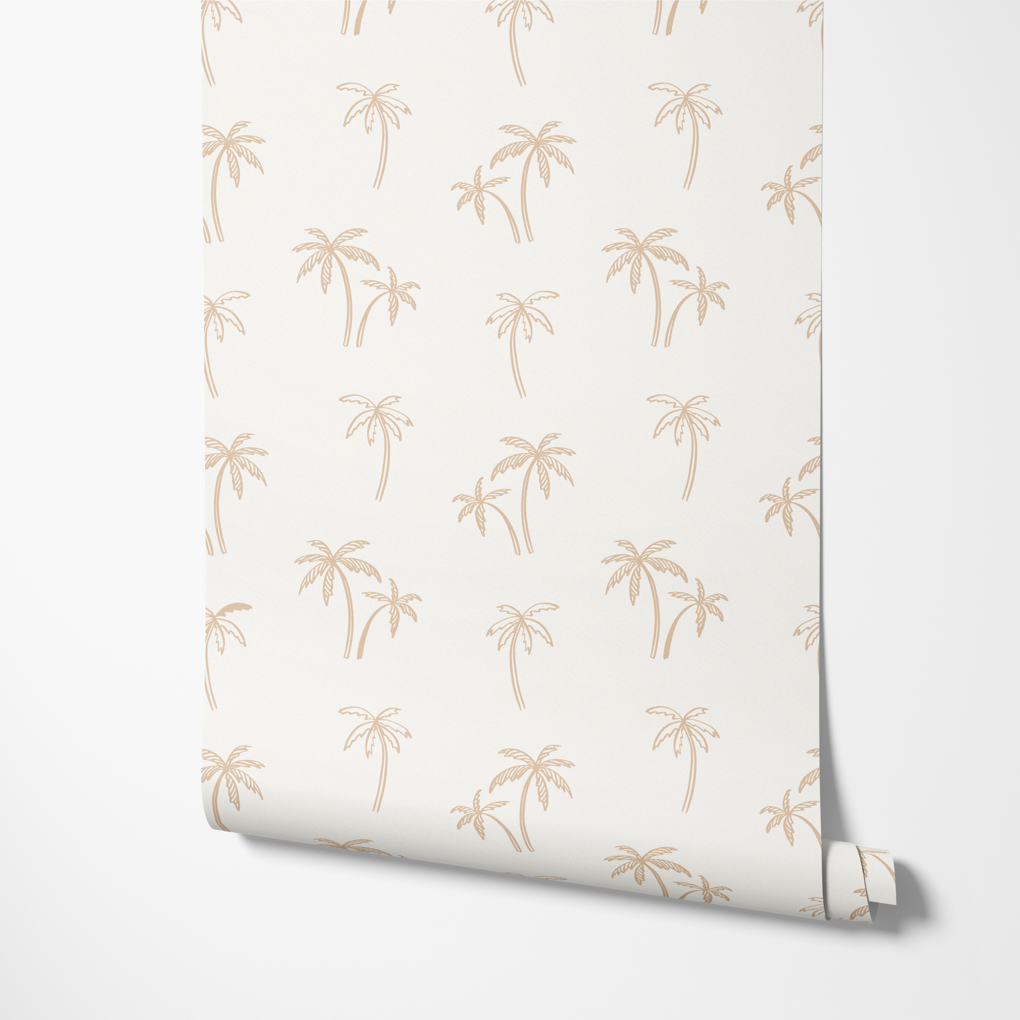 Andy Beige Tropical Palms Beachhouse Wallpaper