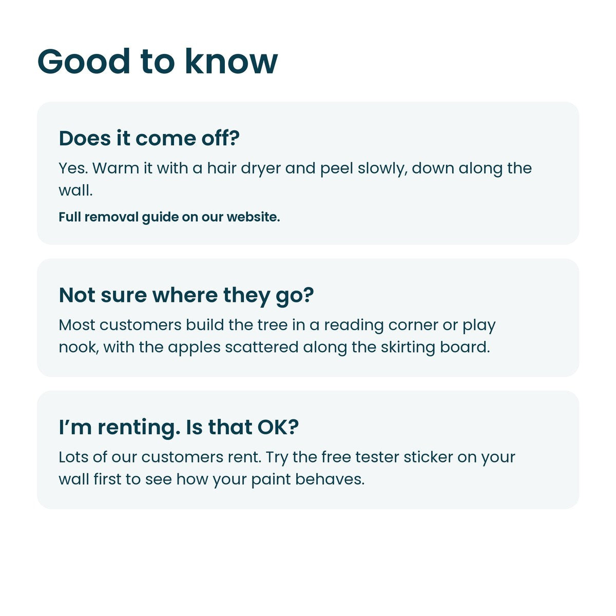 Good to know: removal, placement and renting