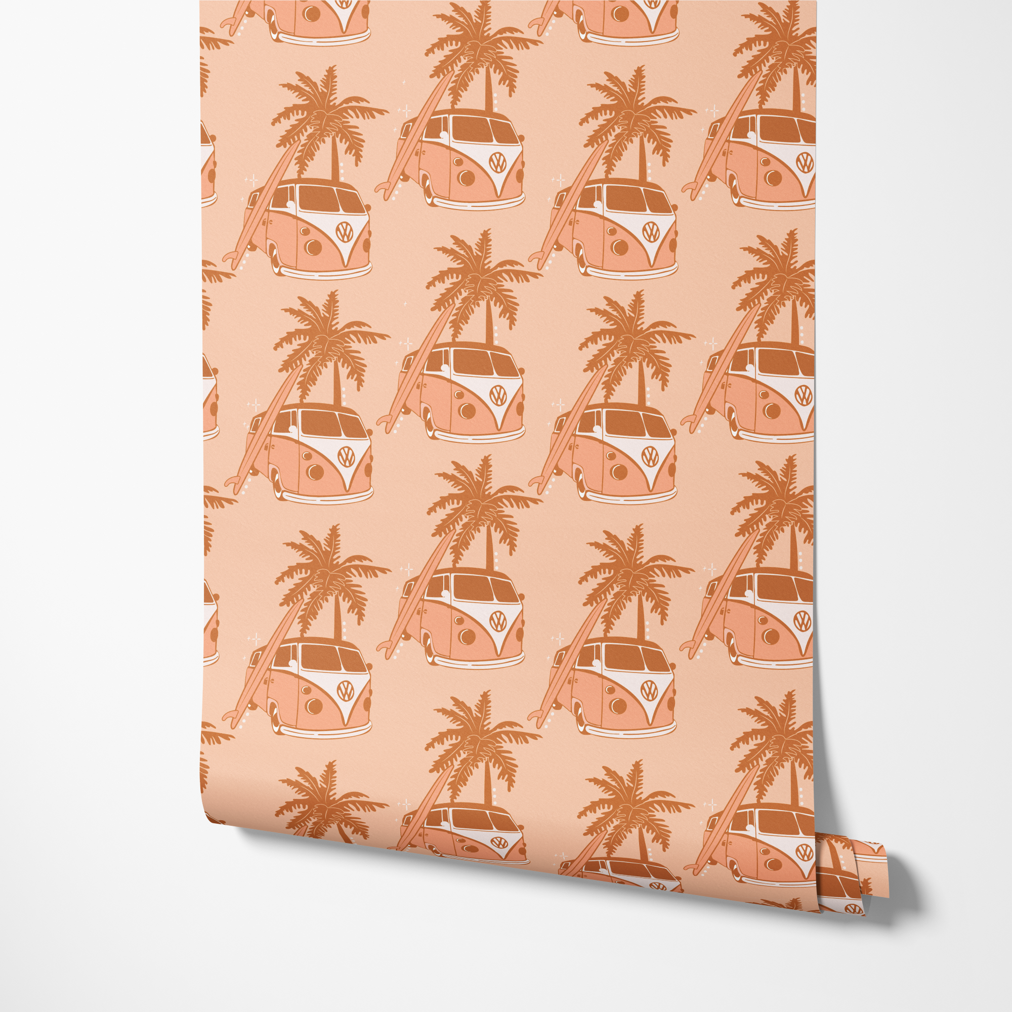 Combi Van Wallpaper Coastal Beach House Decor