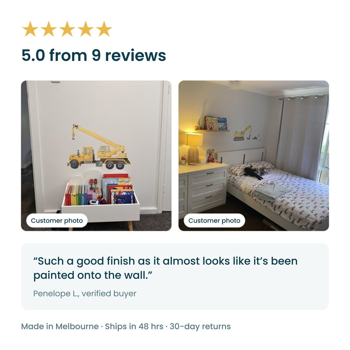 Customer reviews of the construction vehicle wall decals