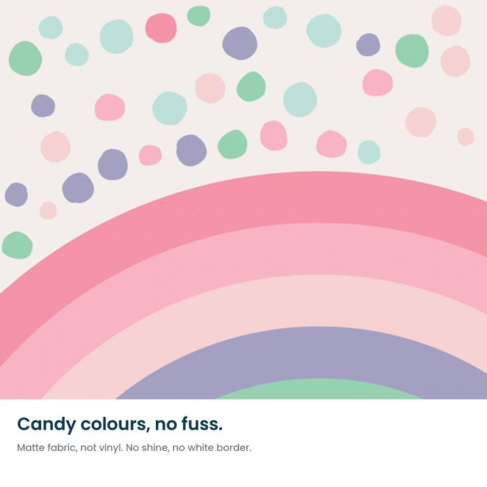 Close-up of the Cotton Candy rainbow bands and spots