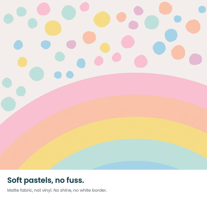 Close-up of the Danish Pastels rainbow bands and spots