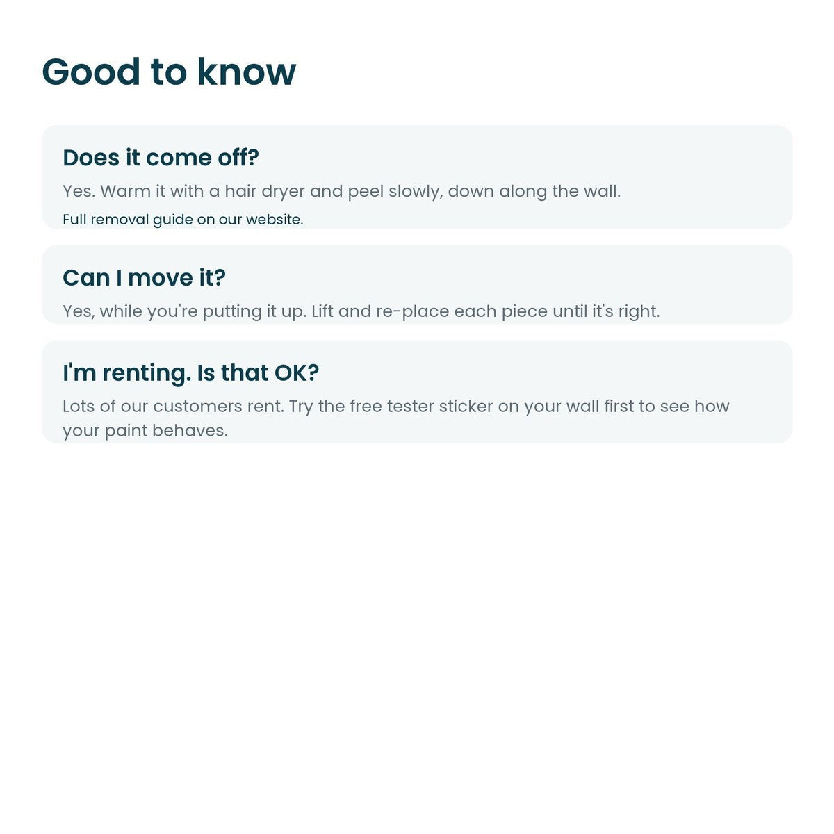 Good to know: removal, moving and renting
