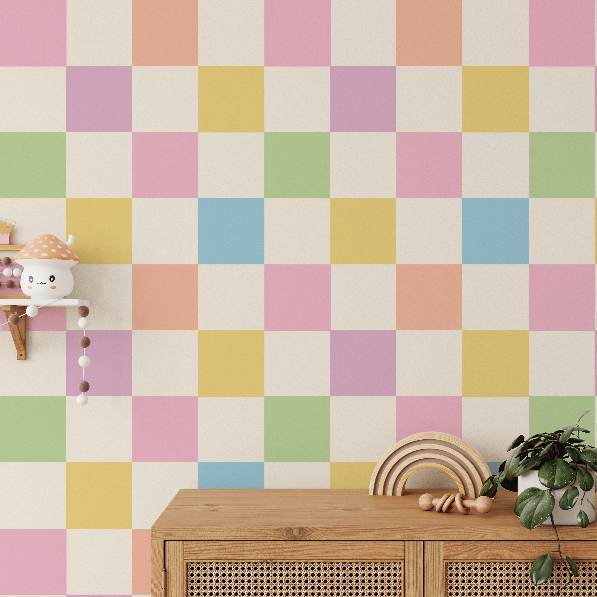 Colourful Checkers Danish Pastels Wallpaper