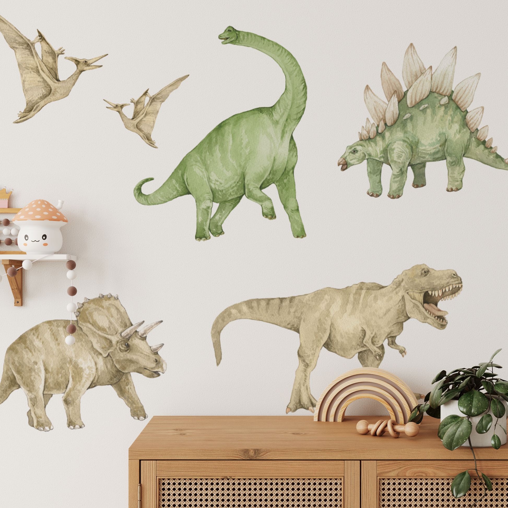 Geehut Baby Dinosaur Wall Decals – Watercolor Style, Removable Peel & Stick Decor For Nursery, Playroom, Kids Bedroom
