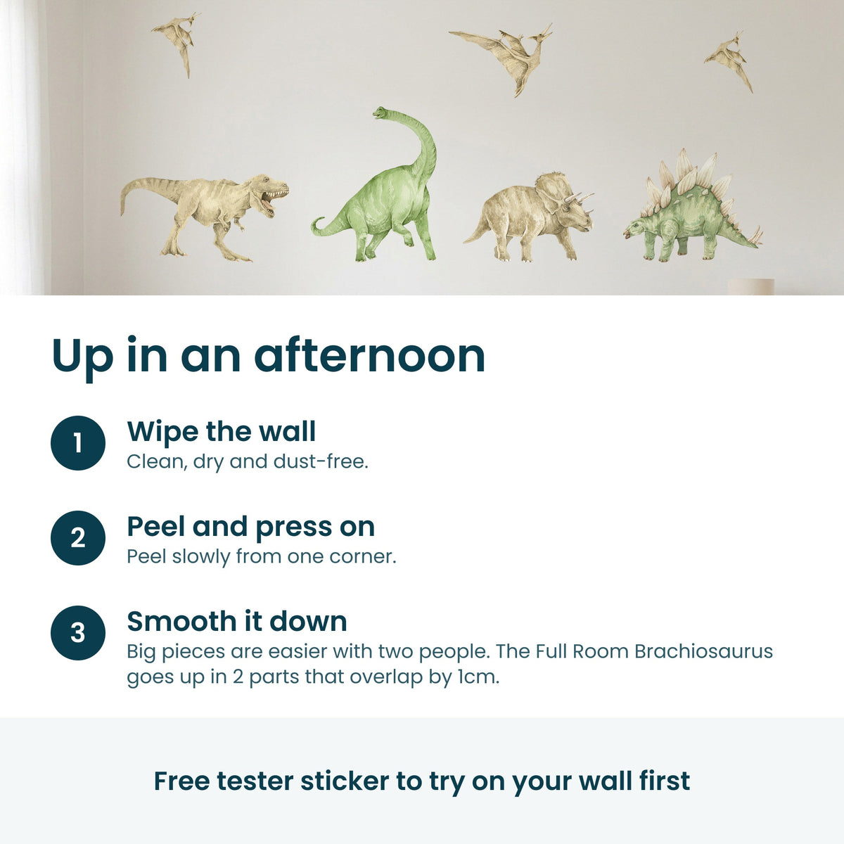 How to put up the dinosaur wall decals in three steps