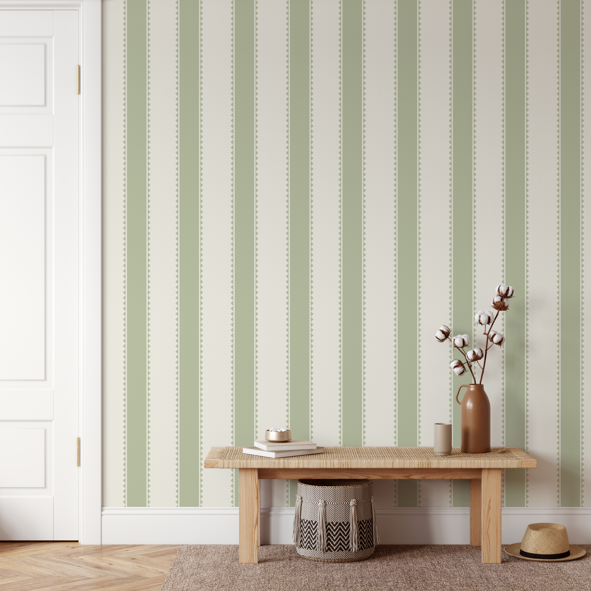 Elliot Stripes Sage Green Wallpaper