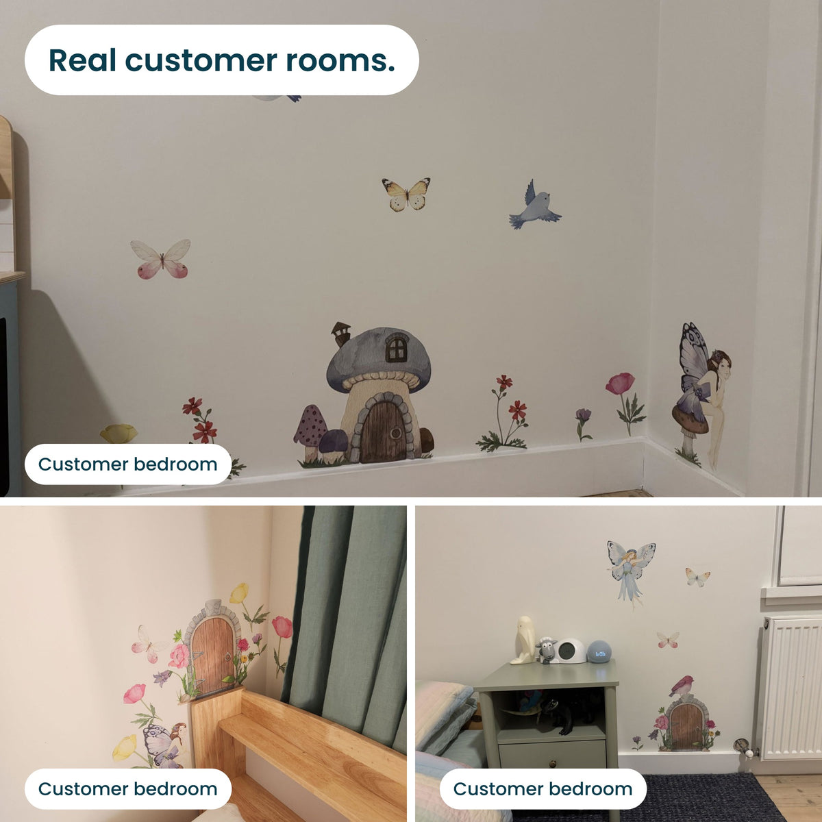 Flower fairy wall decals in real customers' rooms