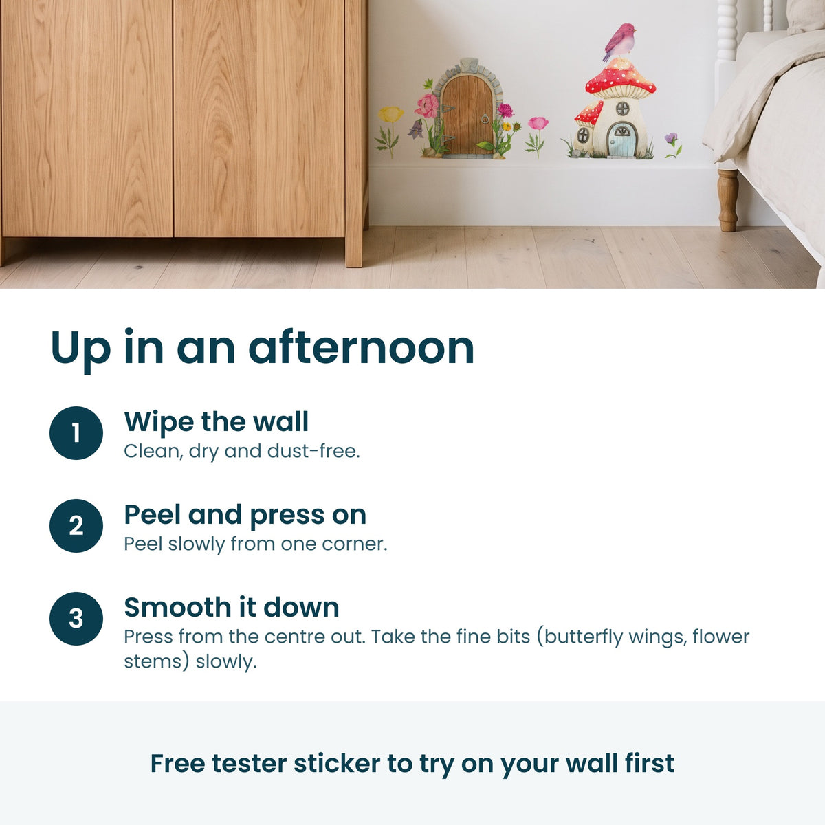 How to put up the fairy wall decals step by step