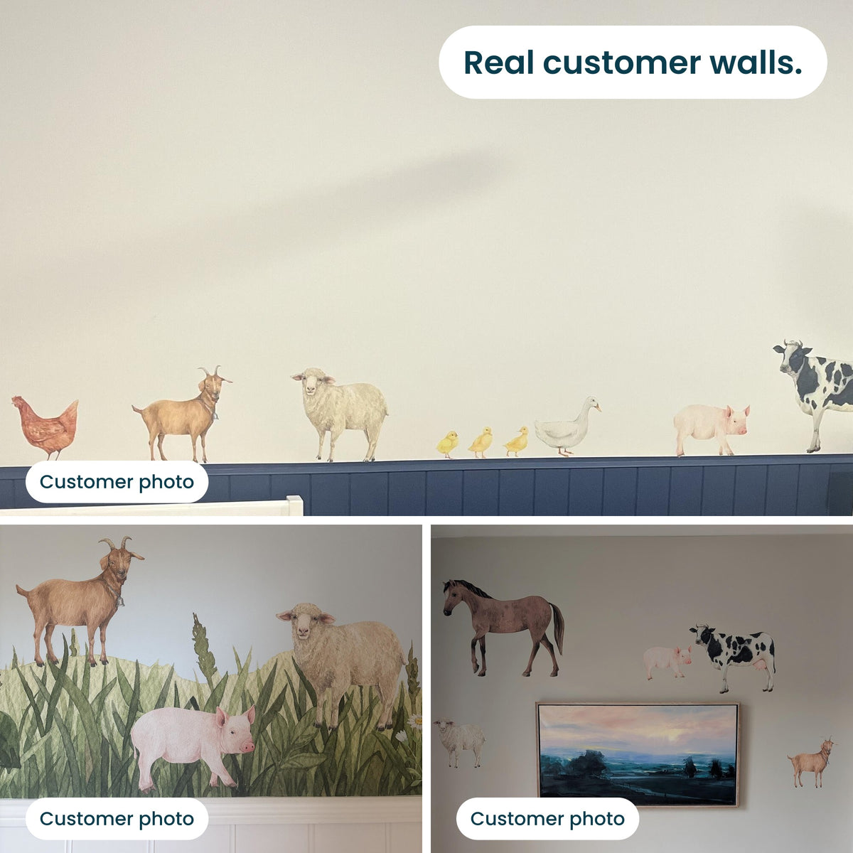 Real customer rooms with farm animal decals