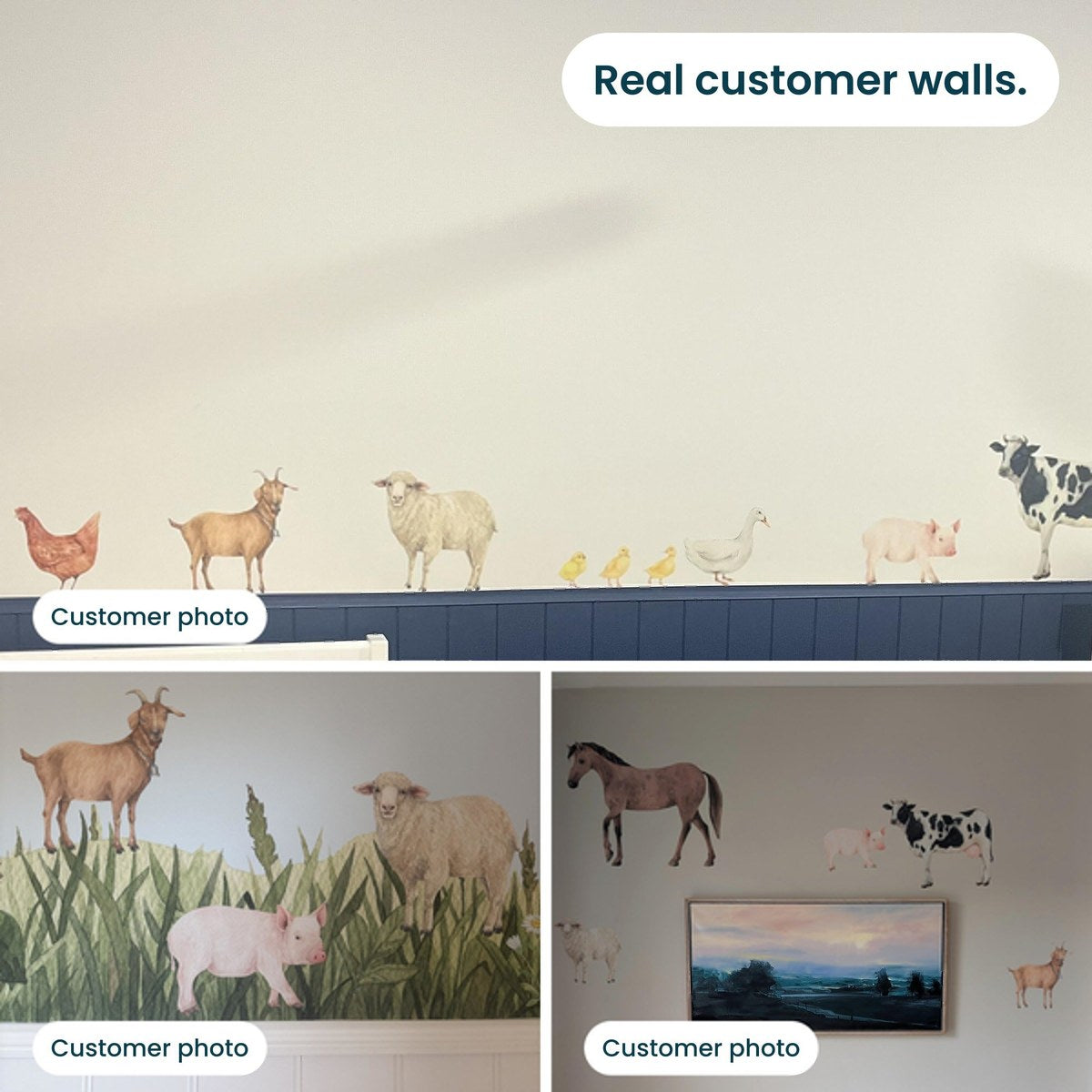 Real customer rooms with farm animal decals